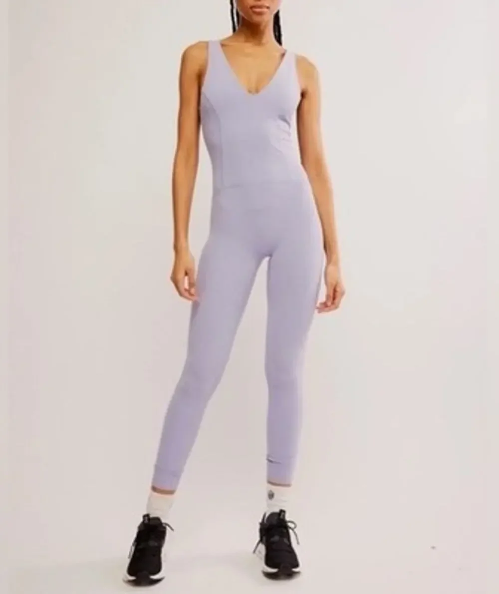 Free People Lavender V-Neck Sleeveless Jumpsuit